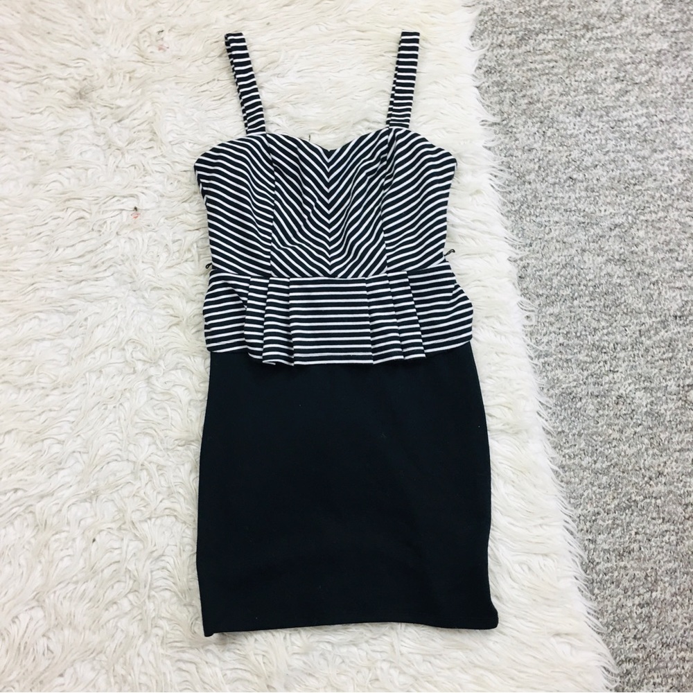 Charlotte Russe Straps Adjustable Bodycon Dress Striped Size Medium